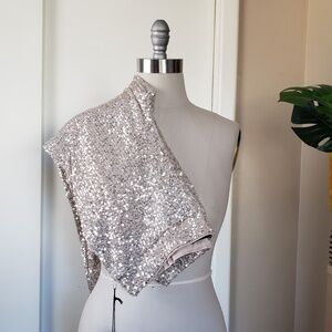 Rachel Zoe Metallic Sequin Wide Leg Pants Size Medium NEW!